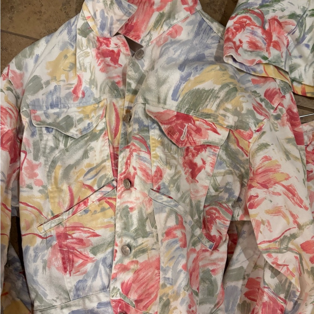 Jones New York Sport Floral Cotton Jacket with 2 matching shorts. 90s petite🎀 - Picture 4 of 15